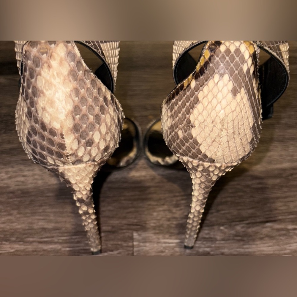 Saint Laurent Jane Python Embossed Sandals Black … - image 7